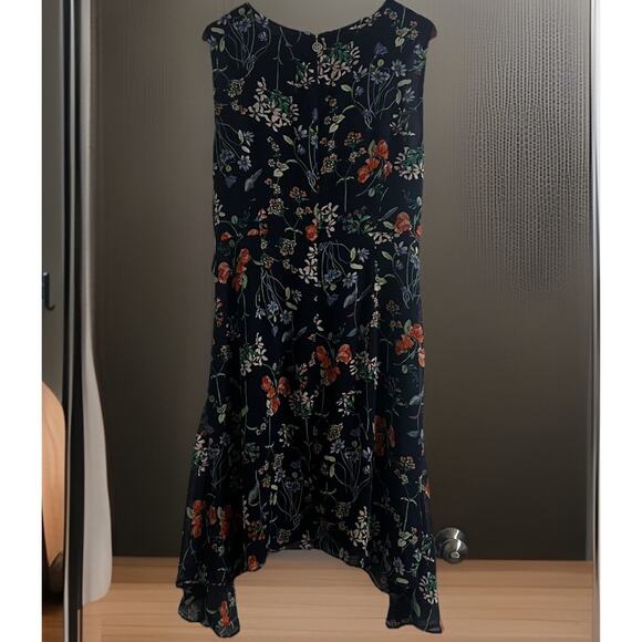 Tommy Hilfiger Trapeze Dress Plus Size 18 Navy Blue Floral Sleeveless Chiffon - Picture 5 of 8